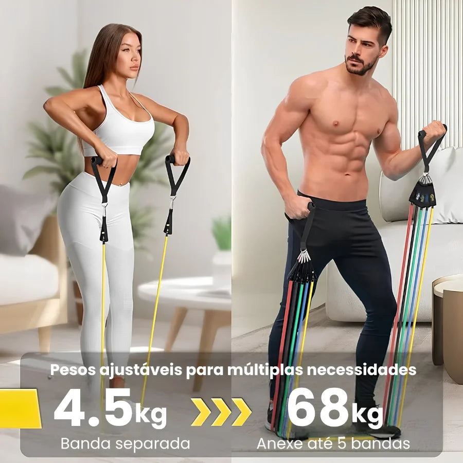 Kit 11 Elásticos de Resistência para Calistenia e Treino Funcional