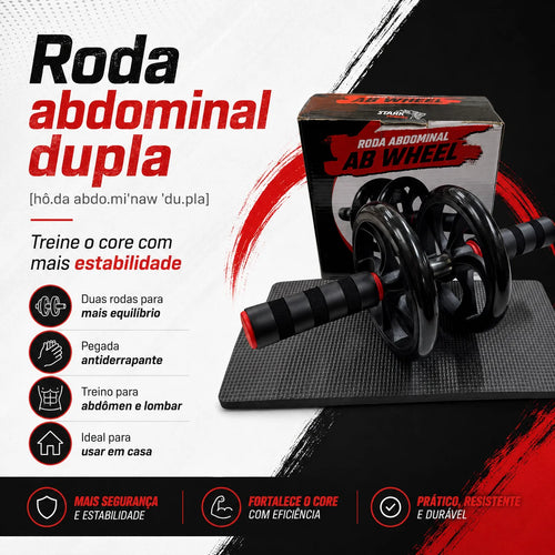 Roda Abdominal Stark Fitness + Tapete de Apoio Grátis