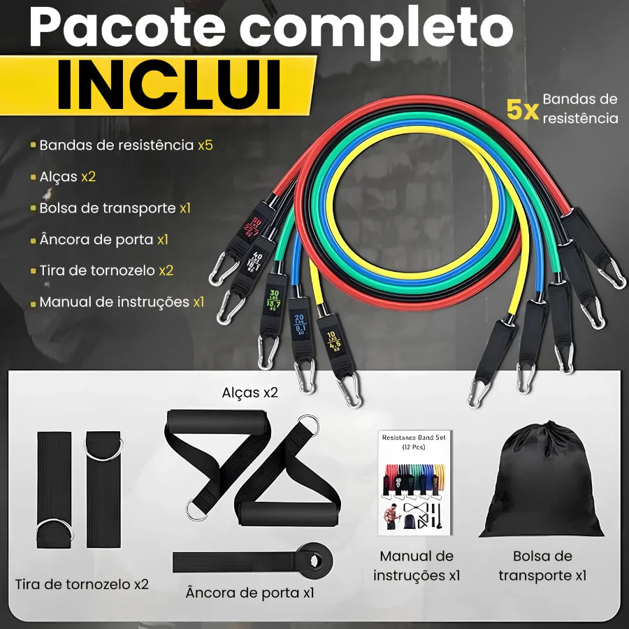 Kit 11 Elásticos de Resistência para Calistenia e Treino Funcional